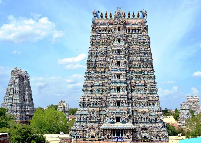 A view of Meenakshi Temple in Madurai from west side tower