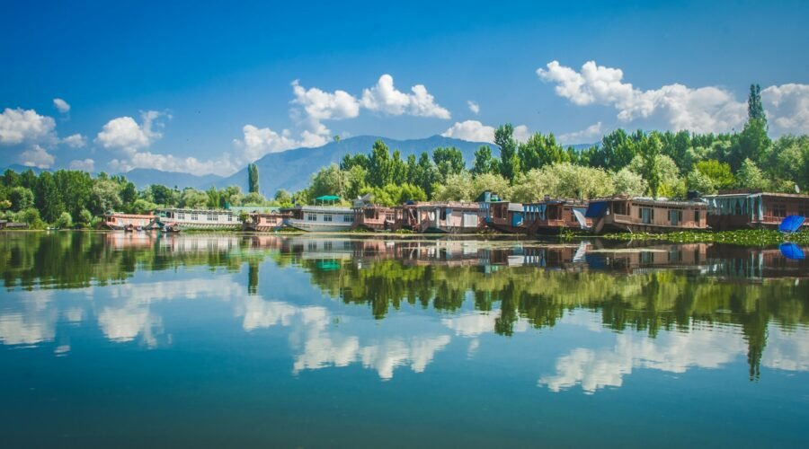 Panoramic view of Dal Lake in Kashmir