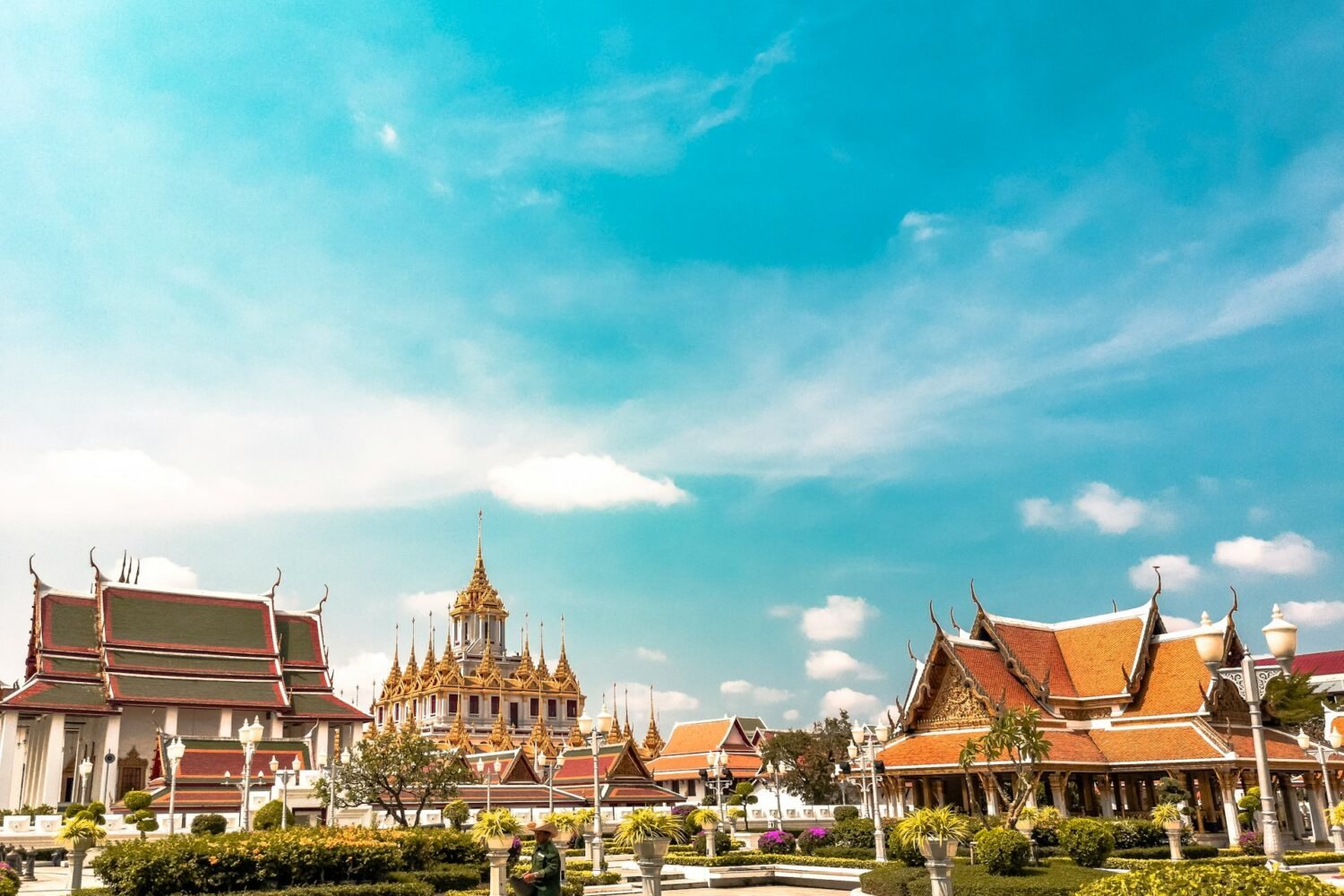 Panoramic view of temples in Thailand