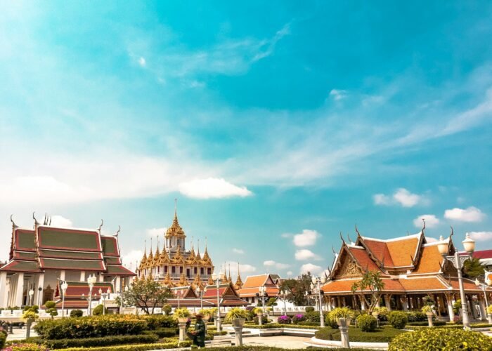 Panoramic view of temples in Thailand
